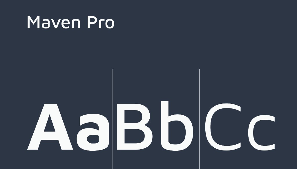 Maven Pro typography specimen showing uppercase and lowercase characters
